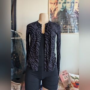 Loft Zebra Print Long Sleeve Cardigan Size Medium  RAMIE/Rayon Blend